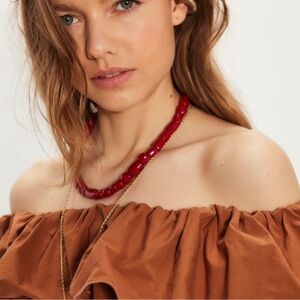 Free people soliel stone necklace red